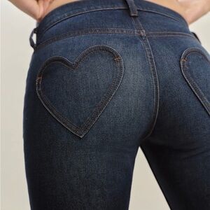 Reformation Dark Blue Heart Pocket Kenny Jeans